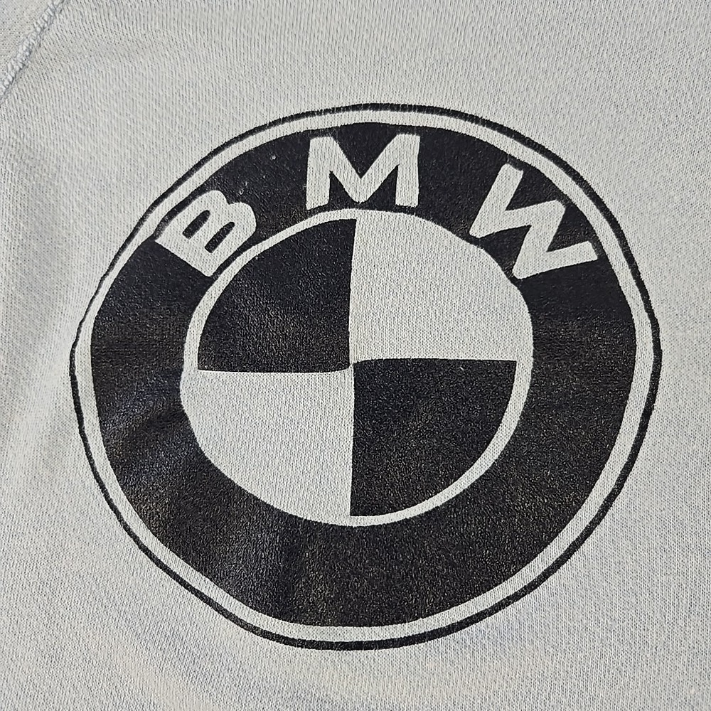 Vintage 80s BMW Raglan Sweatshirt Size Large Baby Blue Crewneck - Picture 2 of 11